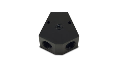 Vibrant Billet Aluminum Y-Block Fitting with 1/8in NPT Port - 3/8in NPT x 3/8in NPT x 3/8in NPT