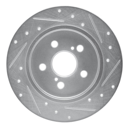R1 Concepts R1 09-24 Lexus CT200H Rear Left Drilled & Slotted Silver Brake Rotor