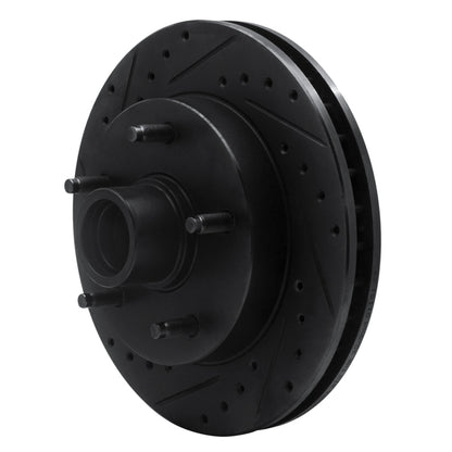 R1 Concepts R1 94-99 Dodge Ram 1500 Pickup Front Left Drilled & Slotted Black Brake Rotor