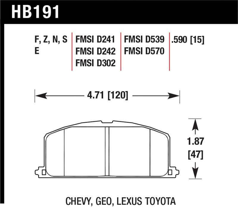 Hawk Performance Hawk 86-88 Chevy Nova / 90-92 Geo Prizm GSI / 90-92 Prizm LSI / Toyota (Various) Race Front Brake Pa