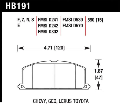 Hawk Performance Hawk 86-88 Chevy Nova / 90-92 Geo Prizm GSI / 90-92 Prizm LSI / Toyota (Various) Race Front Brake Pa