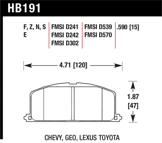 Hawk Performance Hawk 86-88 Chevy Nova / 90-92 Geo Prizm GSI / 90-92 Prizm LSI / Toyota (Various) Race Front Brake Pa