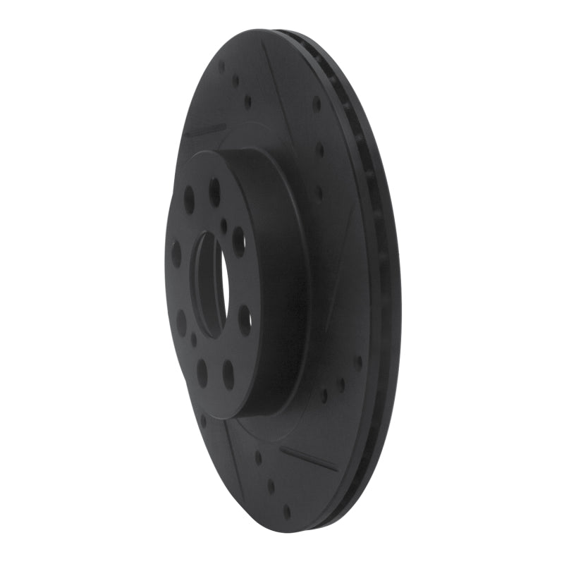 R1 Concepts R1 00-05 Toyota MR2 Spyder Rear Right Drilled & Slotted Black Brake Rotor