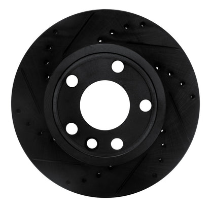 R1 Concepts R1 92-95 Volkswagen EuroVan Front Left Drilled & Slotted Black Brake Rotor