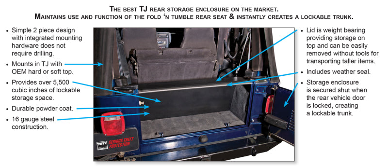 Tuffy Products Tuffy Tj Tailgate Security Enclosure- 01Blk 9706 Tj Wg