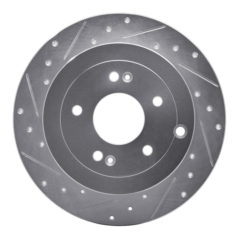 R1 Concepts R1 07-09 Hyundai SANTA FE Rear Left Drilled & Slotted Silver Brake Rotor