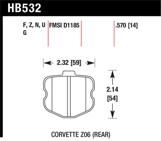 Hawk Performance Hawk 06-10 Chevy Corvette (OEM Pad Design) Rear HPS Street Brake Pads
