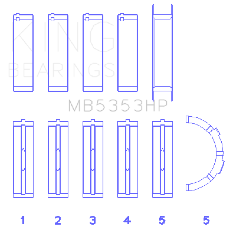 King Engine Bearings Ford 281 4.6L SOHC 16V Performance Main Bearing Set - Oversize 0.25
