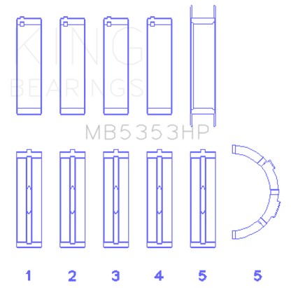 King Engine Bearings Ford 281 4.6L SOHC 16V Performance Main Bearing Set - Oversize 0.25