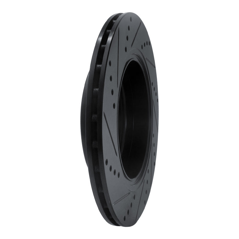 R1 Concepts R1 18-25 Genesis G70 Rear Left Drilled & Slotted Black Brake Rotor