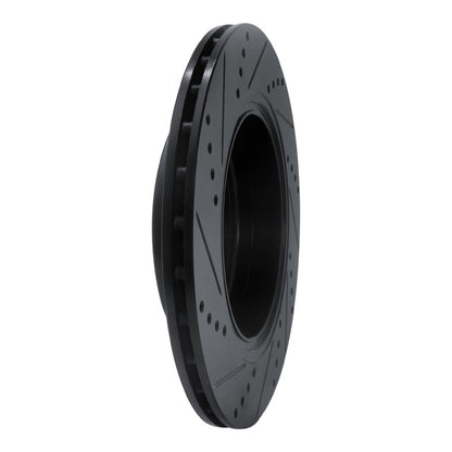R1 Concepts R1 18-25 Genesis G70 Rear Left Drilled & Slotted Black Brake Rotor