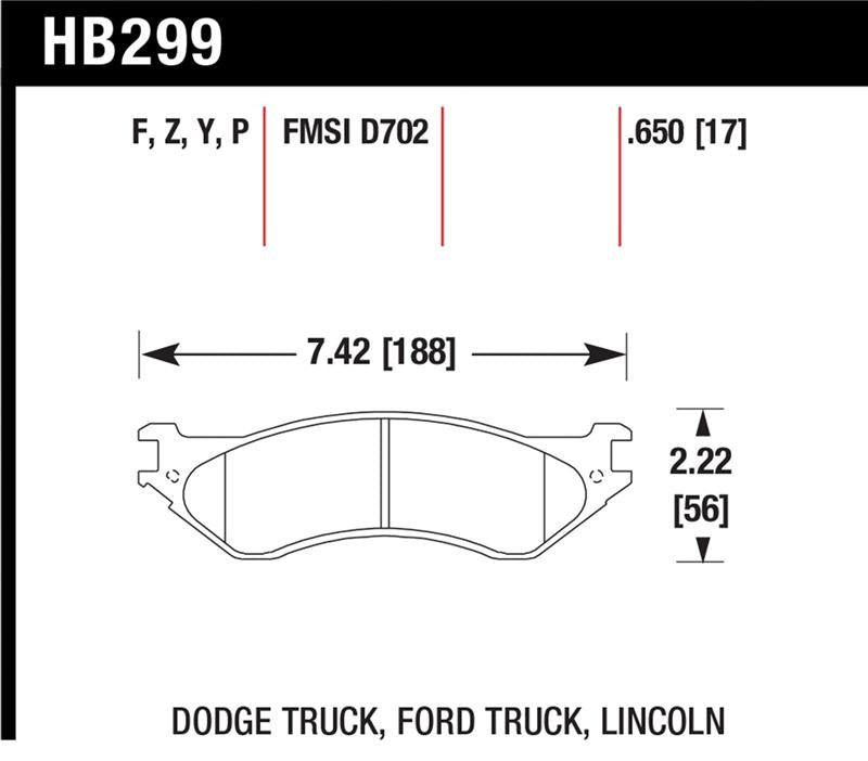 Hawk Performance Hawk Dodge B1500 VanDurango/1500 Pickup/1500 Van / Ford / Lincoln LTS Street Front & Rear Brake Pad