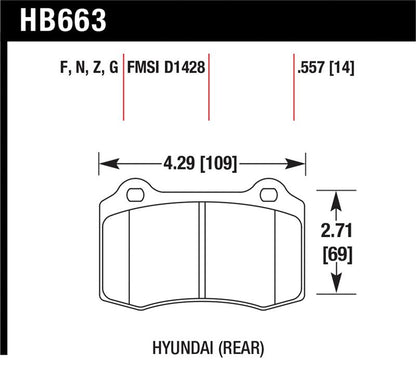Hawk Performance Hawk 10 Hyundai Genesis Coupe (Track w/ Brembo Breaks) HPS Street 14mm Rear Brake Pads