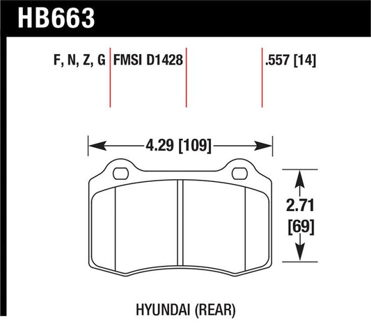 Hawk Performance Hawk 10 Hyundai Genesis Coupe (Track w/ Brembo Breaks) HPS Street 14mm Rear Brake Pads