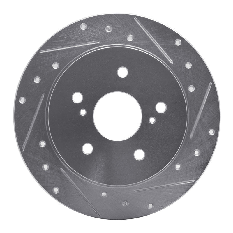 R1 Concepts R1 07-14 Suzuki SX4 Rear Right Drilled & Slotted Silver Brake Rotor