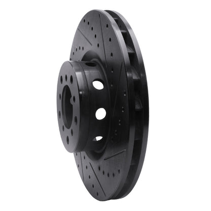 R1 Concepts R1 00-03 BMW M5 Left Front Drilled & Slotted Black Brake Rotor
