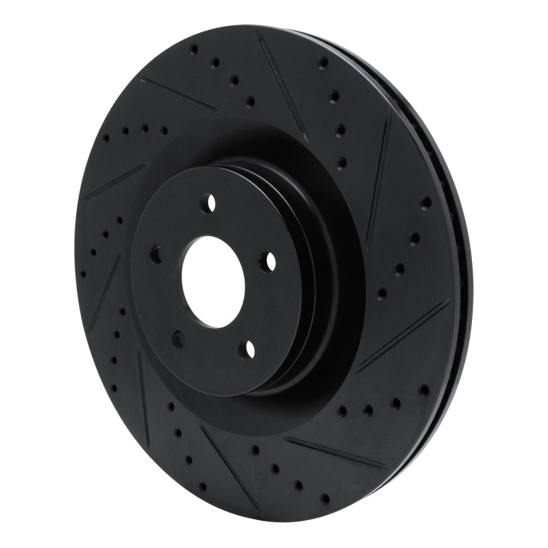 R1 Concepts R1 16-18 Ford Focus Front Right Drilled & Slotted Black Brake Rotor