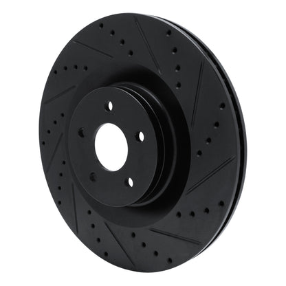 R1 Concepts R1 16-18 Ford Focus Front Right Drilled & Slotted Black Brake Rotor