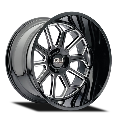 Cali Off-Road 9117 Auburn 24x14 / 6x139.7 BP / -76mm Offset / 106mm Hub Gloss Black Milled Wheel