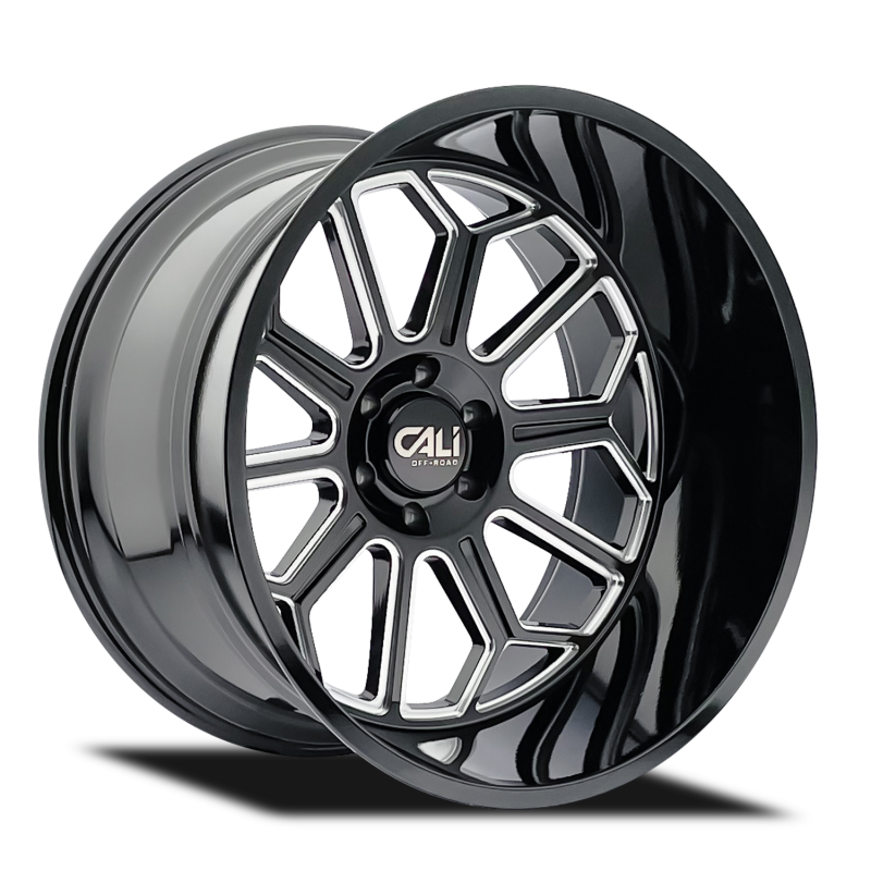 Cali Off-Road 9117 Auburn 24x14 / 8x165.1 BP / -76mm Offset / 125.2mm Hub Gloss Black Milled Wheel