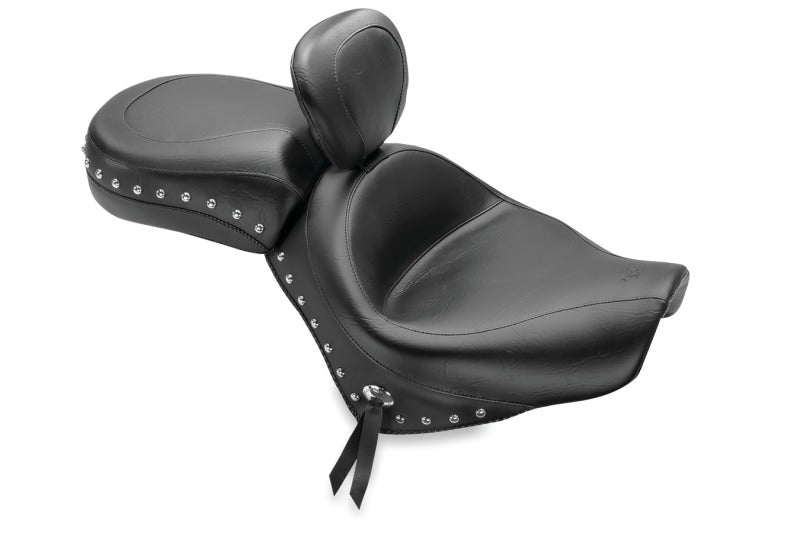 Mustang Motorcycle Mustang 04-21 Honda VT750 Aero Wide Touring 2PC Seat w/Driver Backrest Studs - Black