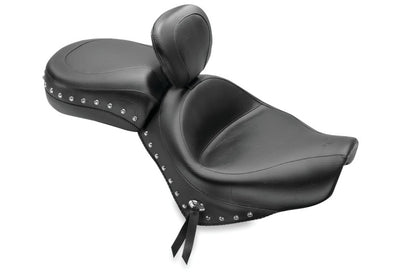Mustang Motorcycle Mustang 04-21 Honda VT750 Aero Wide Touring 2PC Seat w/Driver Backrest Studs - Black