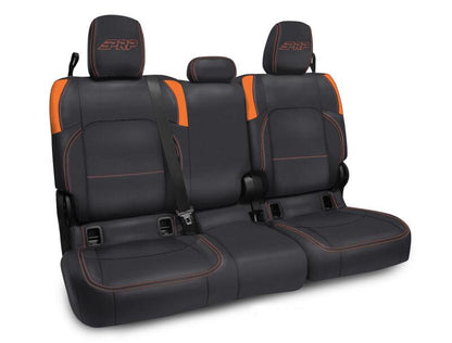 PRP Seats PRP Jeep Wrangler JT Rear Bench Covers - with no Armrest - Black/Orange