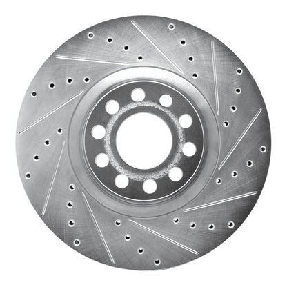 R1 Concepts R1 99-04 Audi S6 Front Right Drilled & Slotted Silver Brake Rotor