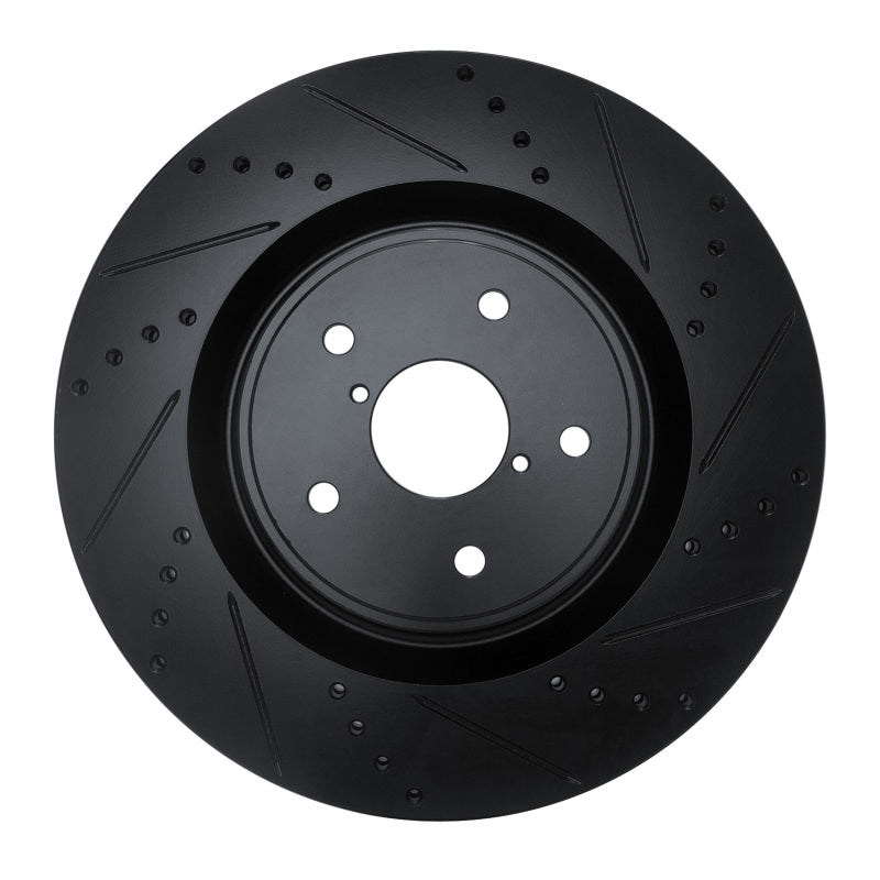 R1 Concepts R1 18-25 Subaru WRX STI Front Right Drilled & Slotted Black Brake Rotor