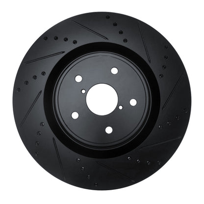 R1 Concepts R1 18-25 Subaru WRX STI Front Right Drilled & Slotted Black Brake Rotor