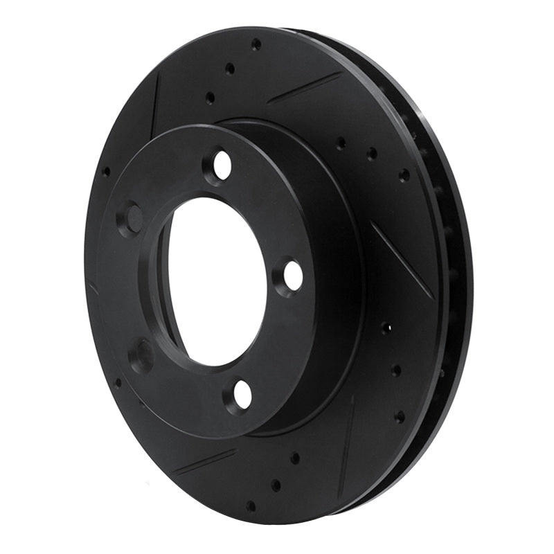 R1 Concepts R1 76-93 Ford F-150 4WD Front Left Drilled & Slotted Black Brake Rotor