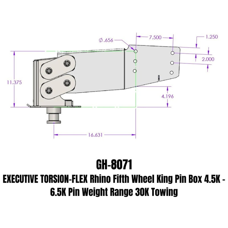 GEN-Y Hitch Gen-Y Executive Torsion-Flex 5th Wheel King Pin Box (3.5K-6.5K PW Range 30K Towing) - Fits Rhino