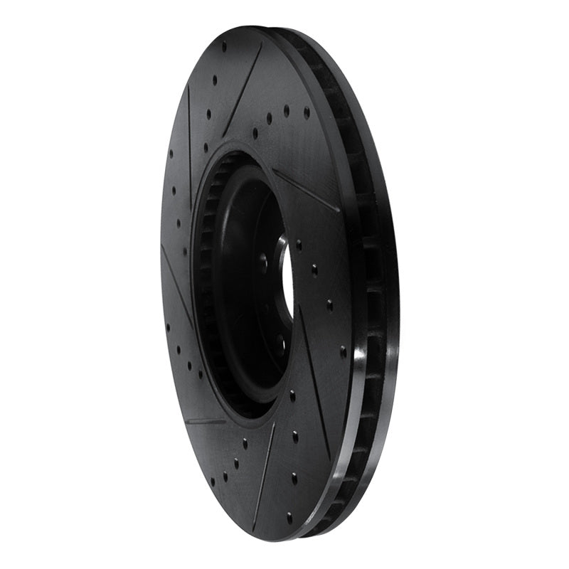 R1 Concepts R1 16-26 Polestar Polestar 2 Front Right Drilled & Slotted Black Brake Rotor