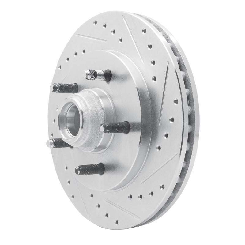 R1 Concepts R1 99-04 Ford Expedition Front Right Drilled & Slotted Silver Brake Rotor