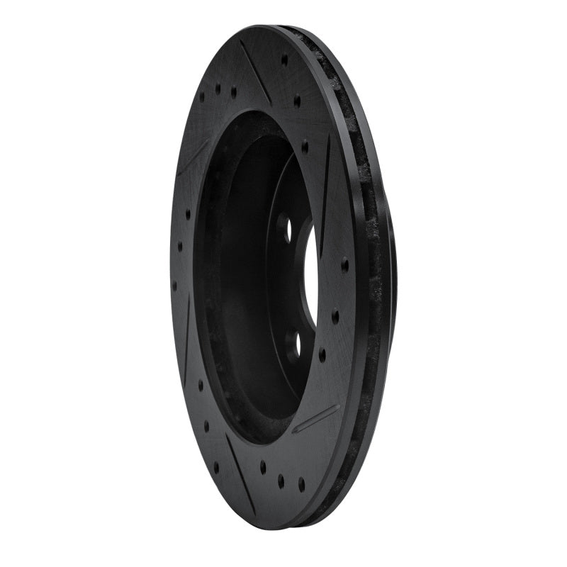 R1 Concepts R1 93-98 Ford Thunderbird Rear Left Drilled & Slotted Black Brake Rotor