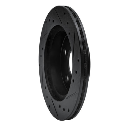 R1 Concepts R1 93-98 Ford Thunderbird Rear Left Drilled & Slotted Black Brake Rotor