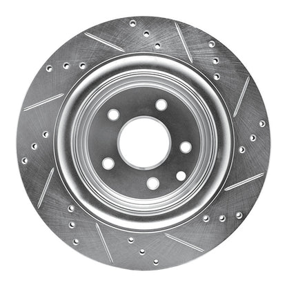 R1 Concepts R1 07-15 Infiniti G37 Rear Left Drilled & Slotted Silver Brake Rotor