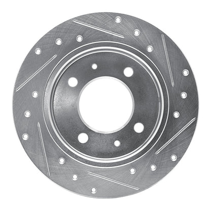 R1 Concepts R1 97-06 Hyundai TIBURON Rear Left Drilled & Slotted Silver Brake Rotor