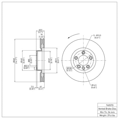 DFC 11-18 Porsche Cayenne Left Front Brake Rotor