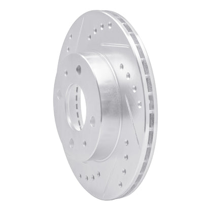 R1 Concepts R1 95-00 Nissan Lucino (Mexico) Front Left Drilled & Slotted Silver Brake Rotor
