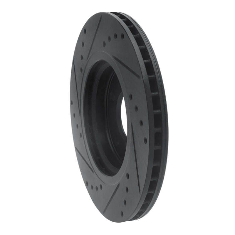 R1 Concepts R1 14-23 Nissan Rogue Front Right Drilled & Slotted Black Brake Rotor