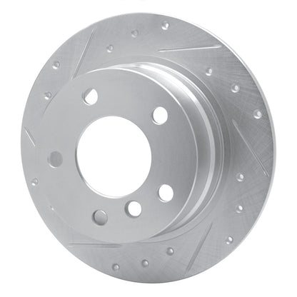 R1 Concepts R1 95-99 BMW 318TI Rear Left Drilled & Slotted Silver Brake Rotor