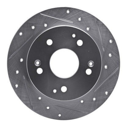 R1 Concepts R1 97-01 Acura Integra Rear Right Drilled & Slotted Silver Brake Rotor