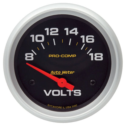 Autometer Pro Comp 8-18 Volts Short Sweep Electronic Voltmeter Gauge
