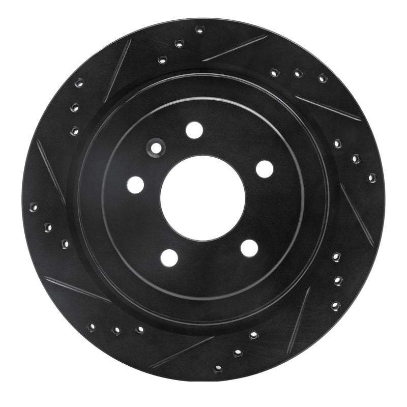 R1 Concepts R1 13-19 Cadillac ATS Rear Left Drilled & Slotted Black Brake Rotor
