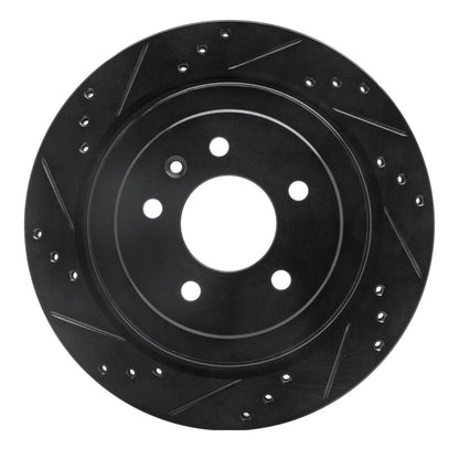 R1 Concepts R1 13-19 Cadillac ATS Rear Left Drilled & Slotted Black Brake Rotor