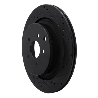 R1 Concepts R1 09-24 Infiniti Q70L Rear Right Drilled & Slotted Black Brake Rotor