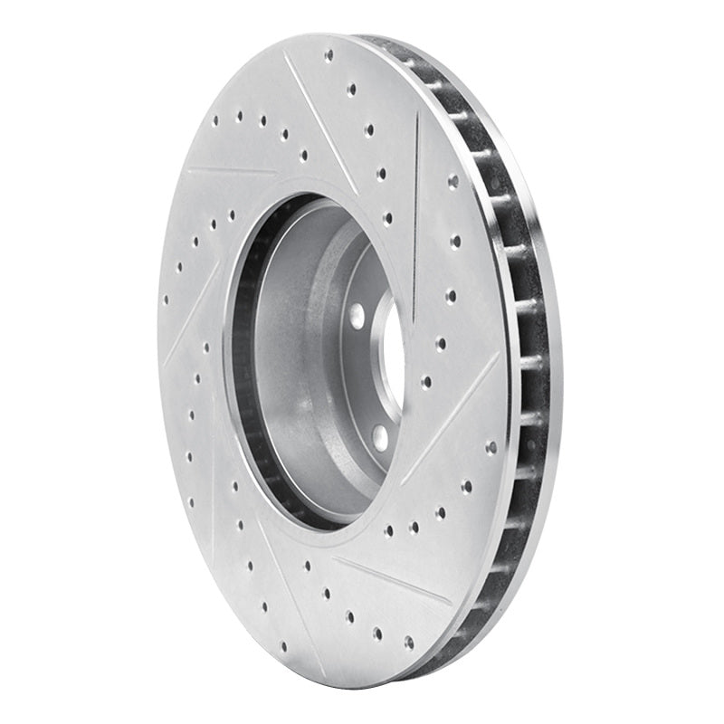 R1 Concepts R1 95-01 BMW 750IL Front Left Drilled & Slotted Silver Brake Rotor