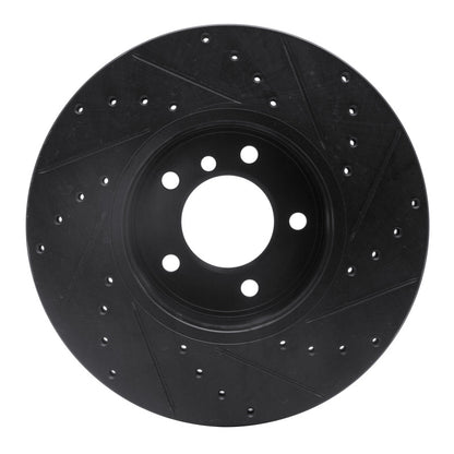 R1 Concepts R1 04-10 BMW 528XI Front Left Drilled & Slotted Black Brake Rotor