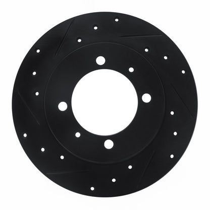 R1 Concepts R1 88-93 Dodge 2000 GTX Rear Left Drilled & Slotted Black Brake Rotor